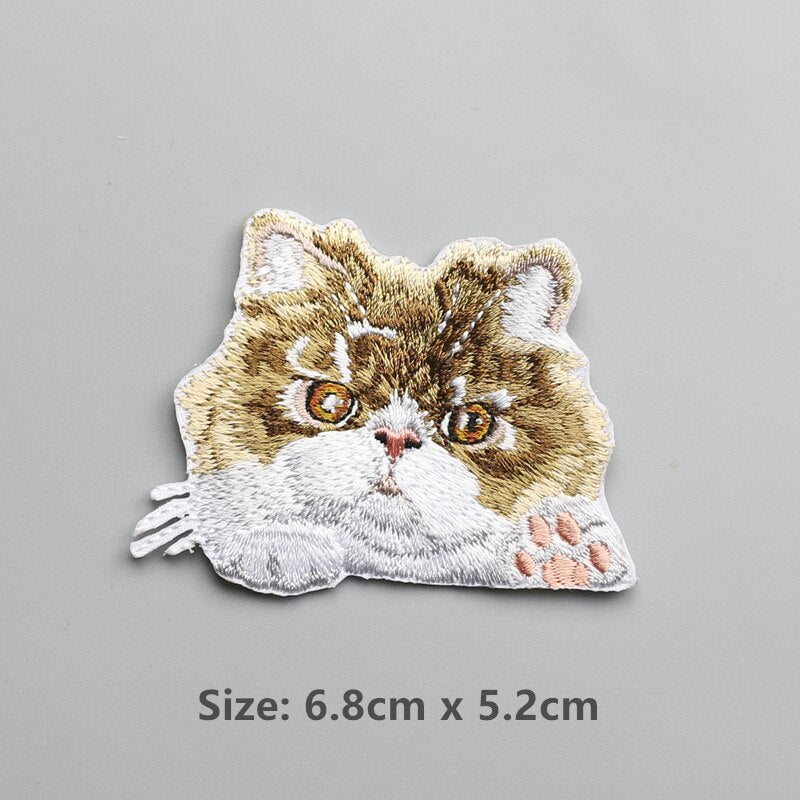 1 Piece Cute Embroidered Cat Patches Iron on Patch for Costume Patches for Clothing Glue Sticker DIY Kids Clothing Accessories