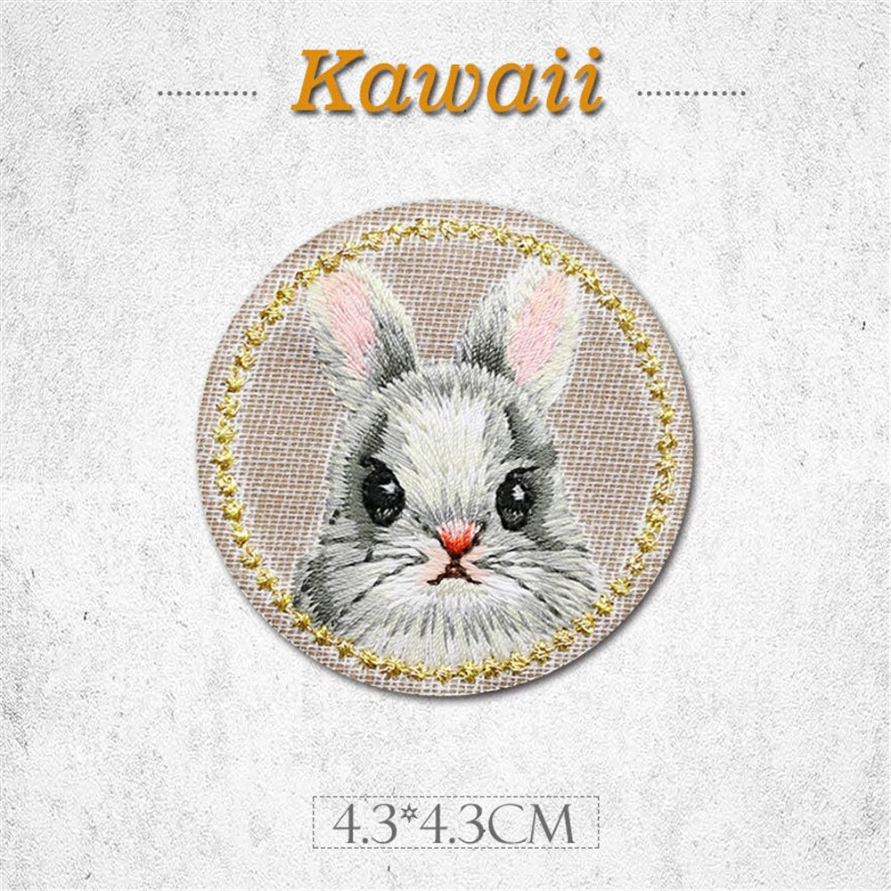 AHYONNIEX 1 Piece Cute Cat Panda Rabbit Patch Iron Emblem Embroidery