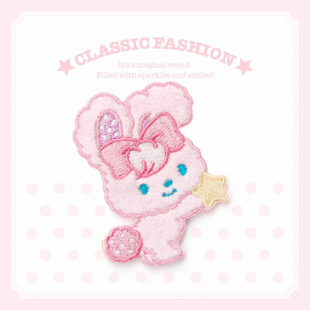 Pink Green Color Plush Rabbit Embroidery Patches