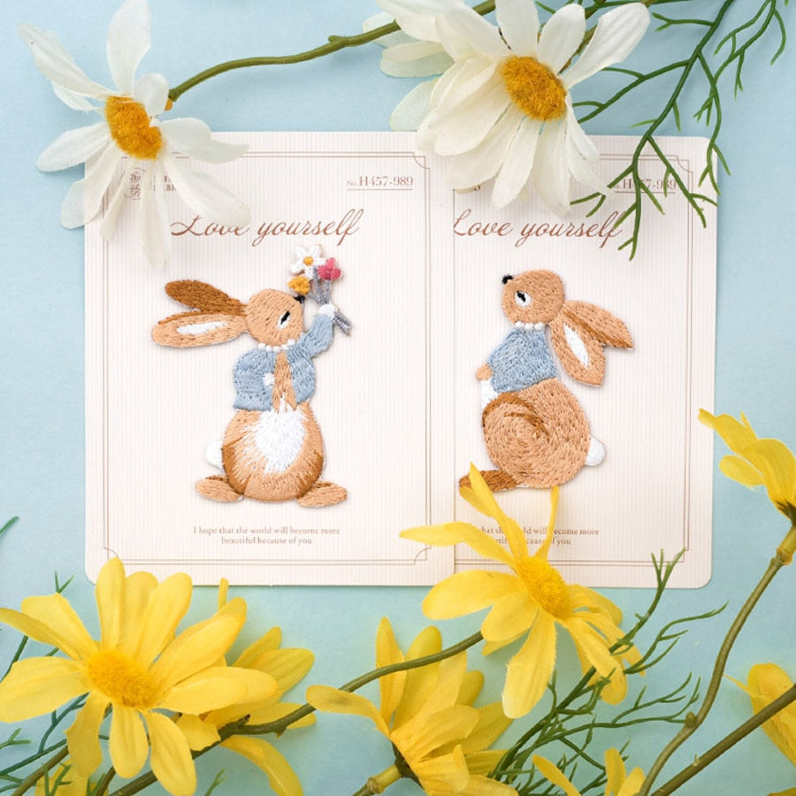 Cute Cartoon Rabbit Embroidered Patches 3 types