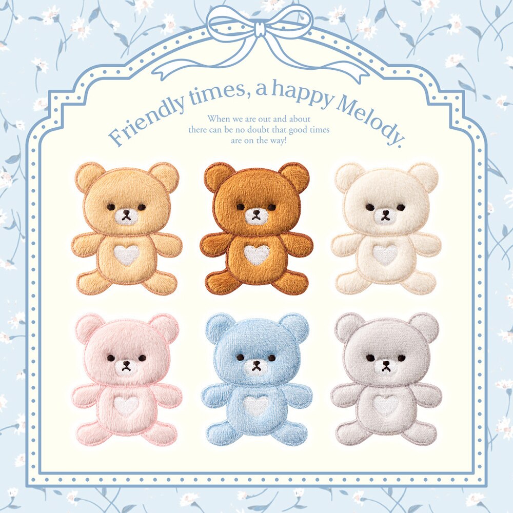 Different Color Plush Bear Embroidery Patches