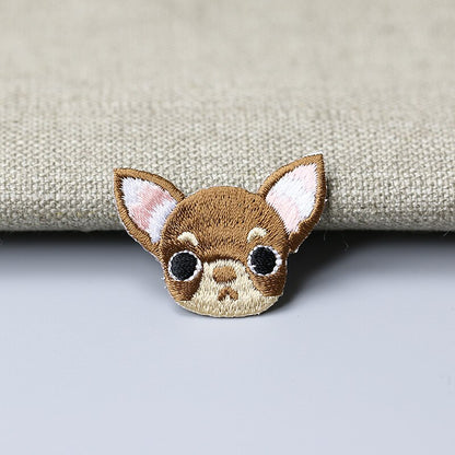 1 Piece Cute Chihuahua Bulldog Dog Patches for Kids Clothing Glue Iron On Cartoon Patch