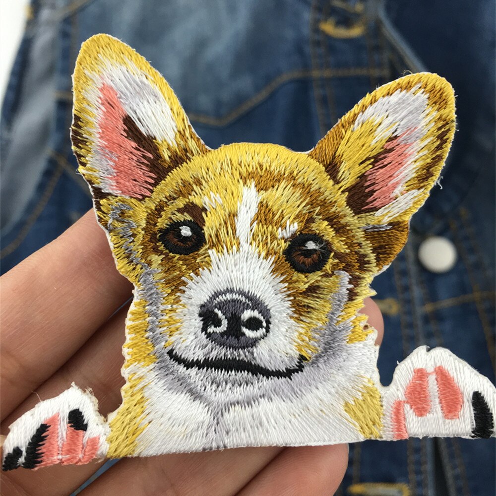 1 Piece Cute Dog Embroidered Iron On Patch For Clothing Sticker Paste For Clothes Bag Pants Sewing