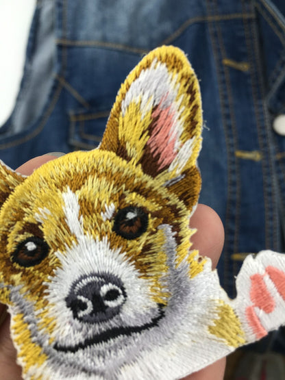 1 Piece Cute Dog Embroidered Iron On Patch For Clothing Sticker Paste For Clothes Bag Pants Sewing