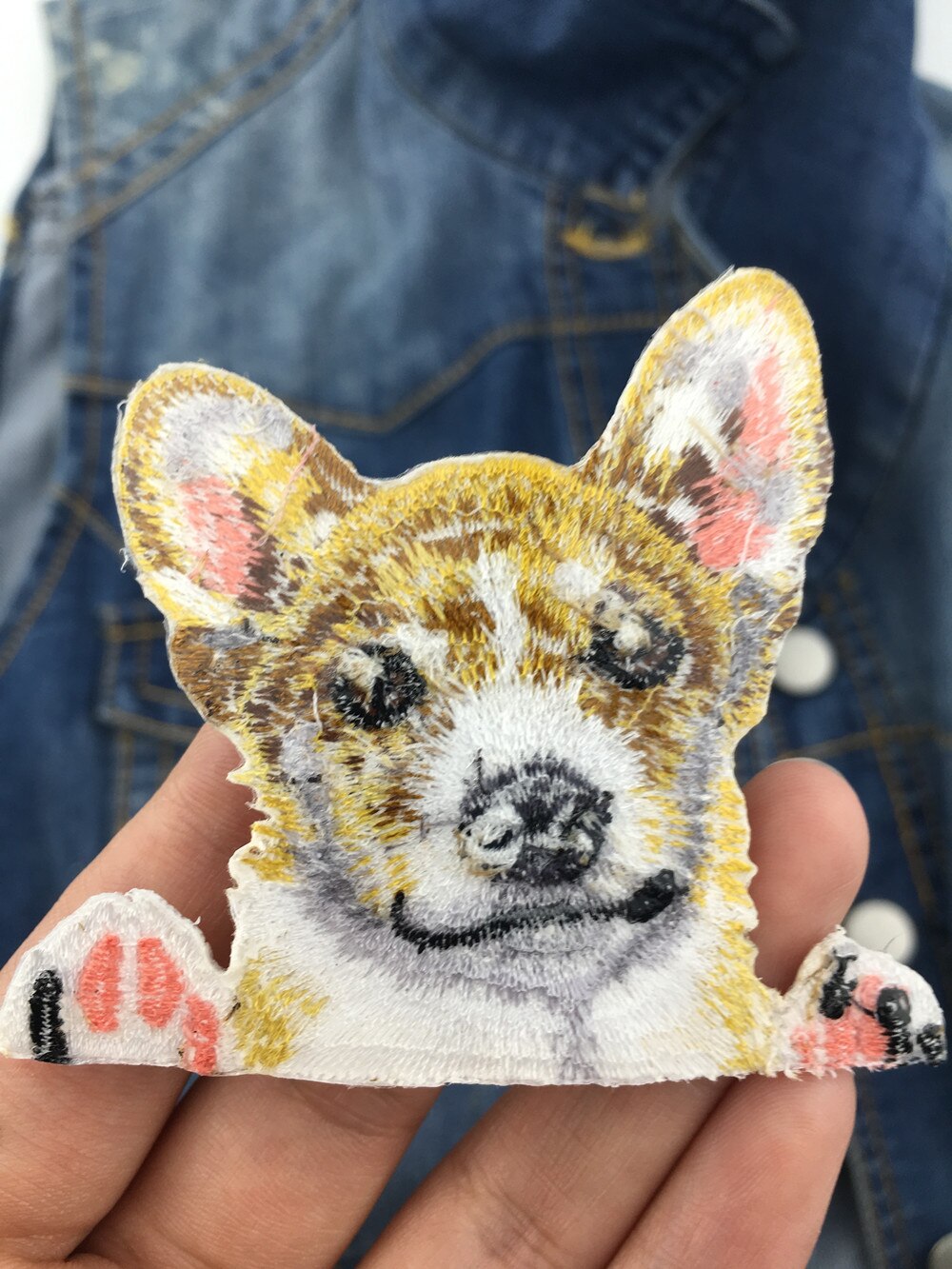 1 Piece Cute Dog Embroidered Iron On Patch For Clothing Sticker Paste For Clothes Bag Pants Sewing