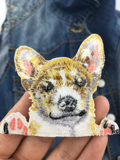 1 Piece Cute Dog Embroidered Iron On Patch For Clothing Sticker Paste For Clothes Bag Pants Sewing