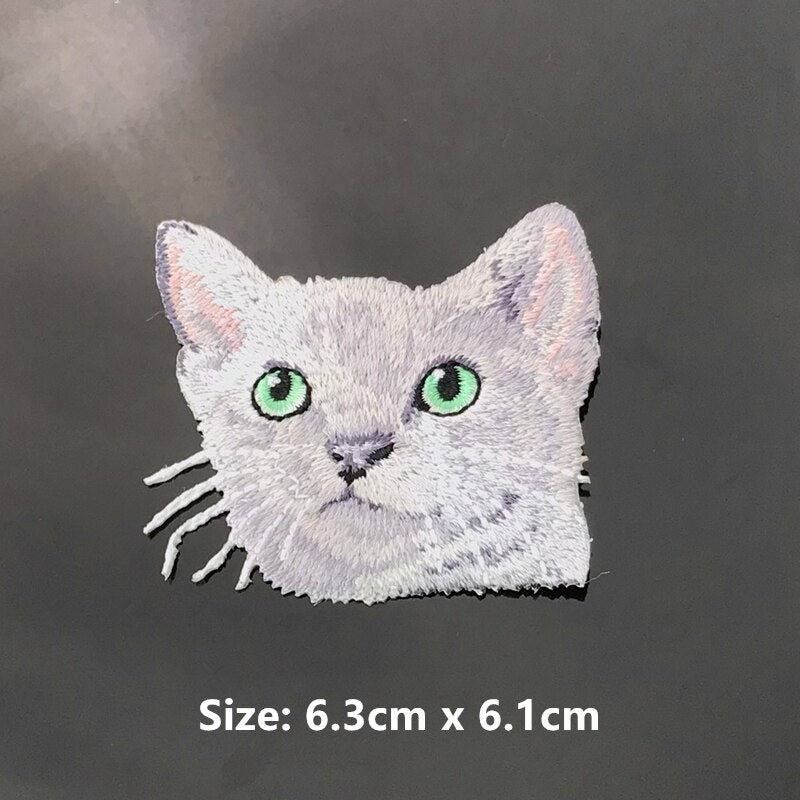 1 ピースかわいい刺繍猫パッチアイアンで衣装パッチ衣料用パッチのりステッカー DIY 子供服アクセサリー