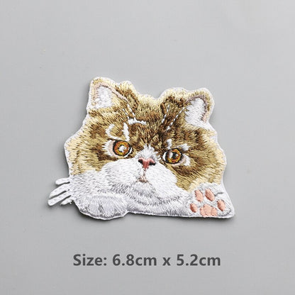 1 ピースかわいい刺繍猫パッチアイアンで衣装パッチ衣料用パッチのりステッカー DIY 子供服アクセサリー