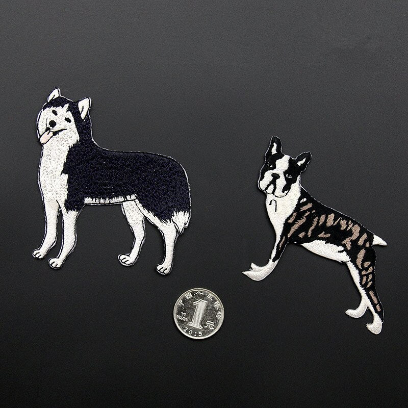 1 Piece Good Quality  Husky Puppy Patch Fabric Sticker Jeans Bag Clothing Decoration Embroidery Glue Iron On Parches