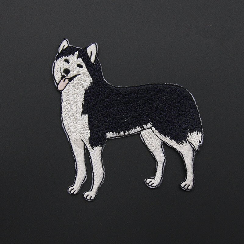 1 Piece Good Quality  Husky Puppy Patch Fabric Sticker Jeans Bag Clothing Decoration Embroidery Glue Iron On Parches