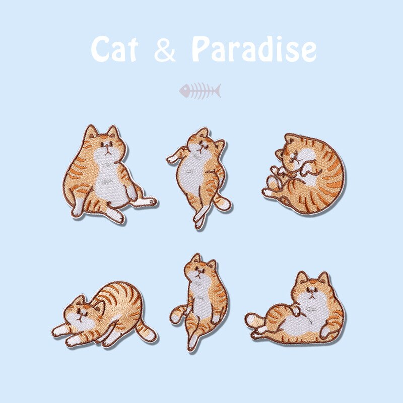 10PCS Cheap Embroidery Cat Patch Iron on Patches for Clothing Bags Sewing Applique Cute Animal Parches DIY Clothes Stickers