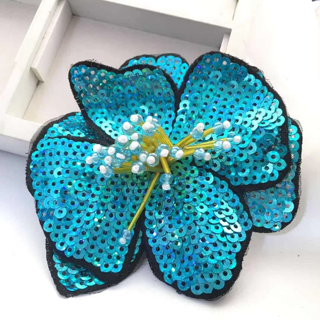 11CM size Double Layers Large Sequins Flowers Patches