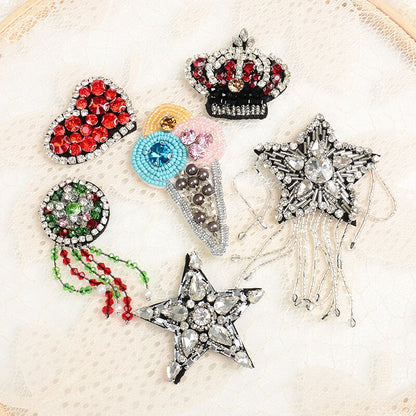 Tassel Star Crown Heart Ice Cream Rhinestones Patches