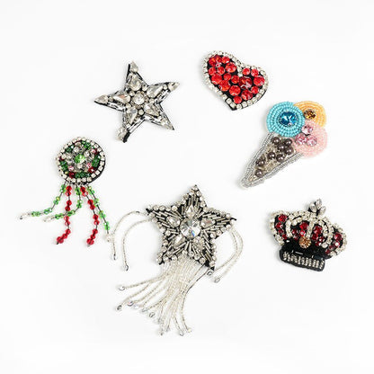 Tassel Star Crown Heart Ice Cream Rhinestones Patches