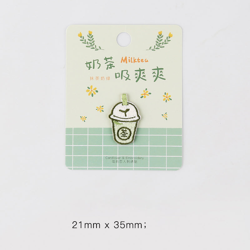 Cartoon Milk Tea Sweet Cake Milk Patches Applique Embroidery Parches