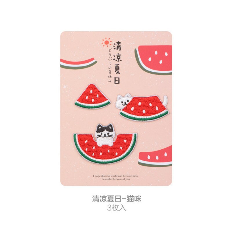 3pcs in one set Embroidered Dog Watermelon Patches Clothes Bags DIY Applique Embroidery Parches Iron On Patch for Clothes Caps
