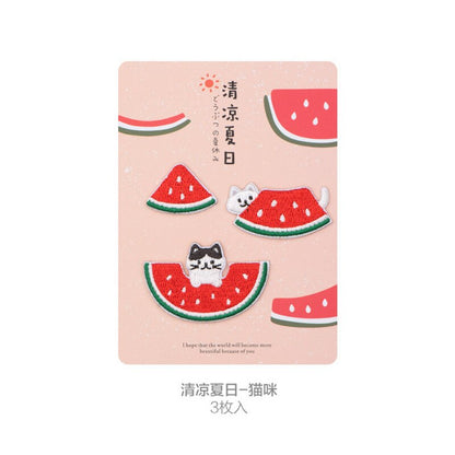 3pcs in one set Embroidered Dog Watermelon Patches Clothes Bags DIY Applique Embroidery Parches Iron On Patch for Clothes Caps