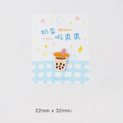 Cartoon Milk Tea Sweet Cake Milk Patches Applique Embroidery Parches