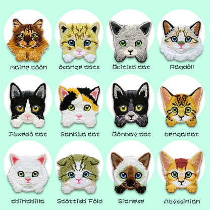 AHYONNEIX 1 Cartoon Cat Embroidery Patches for Clothing Backpack DIY Fabric Sticker Cat Iron On Embroideried Patches