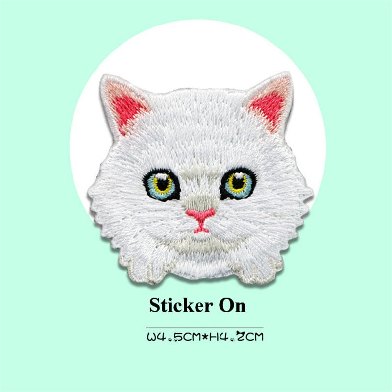 AHYONNEIX 1 Cartoon Cat Embroidery Patches for Clothing Backpack DIY Fabric Sticker Cat Iron On Embroideried Patches