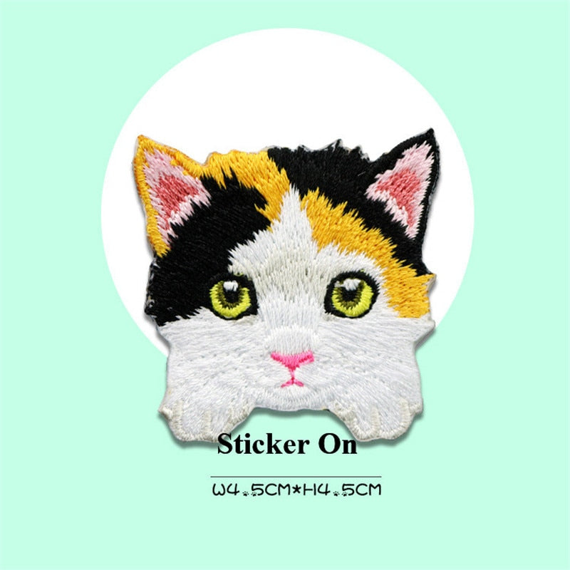 AHYONNEIX 1 Cartoon Cat Embroidery Patches for Clothing Backpack DIY Fabric Sticker Cat Iron On Embroideried Patches