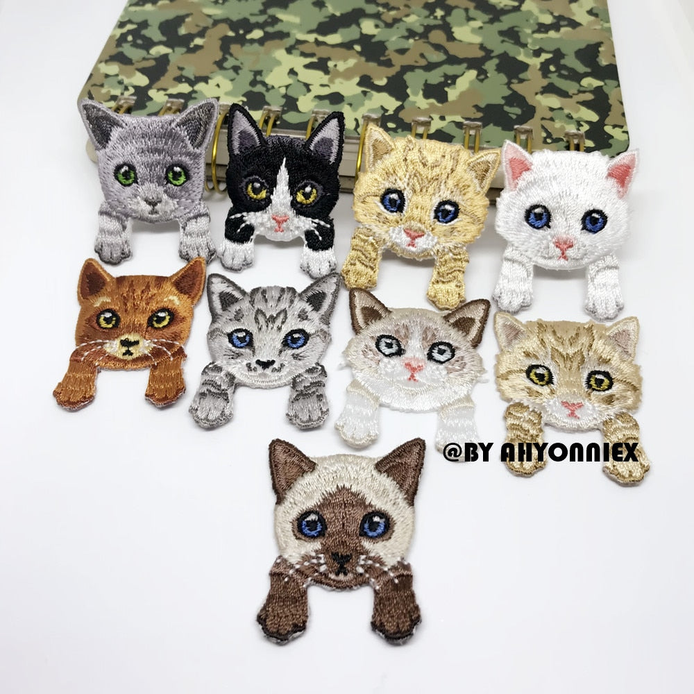 1 Piece Cute White Black Cat Patch