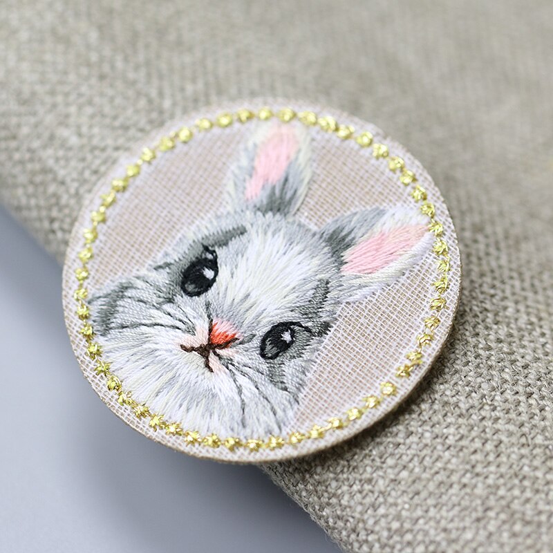 AHYONNIEX 1 Piece Cute Cat Panda Rabbit Patch Iron Emblem Embroidery