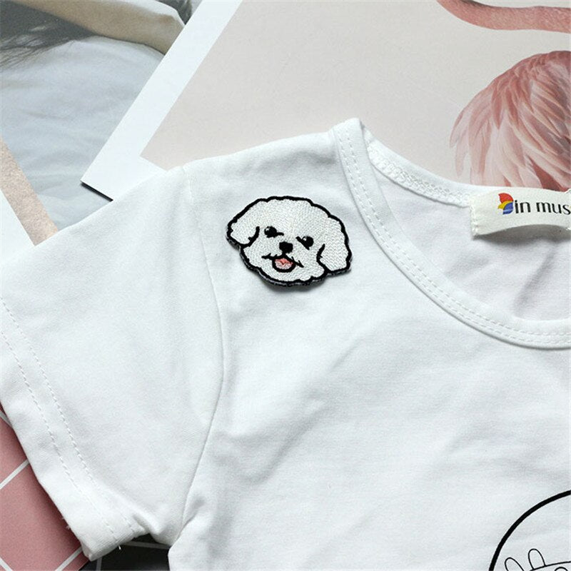 AHYONNIEX 1 Piece Dog Embroidery Repair Patches Bag Jacket Jeans Cartoon Iron On Patches for Clothes Cute DIY Glue Sticker