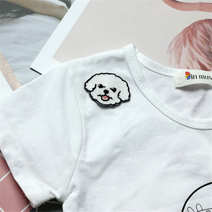 AHYONNIEX 1 Piece Dog Embroidery Repair Patches Bag Jacket Jeans Cartoon Iron On Patches for Clothes Cute DIY Glue Sticker