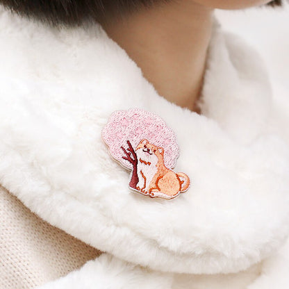 AHYONNIEX Cute Cherry Flower Embroidery Patches for Bag Jeans Shiba Bird Cat Iron On Patches for Clothes Small DIY Patches