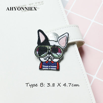 AHYONNIEX Cute Dog Embroidery Patches for Girls Bag Iron On Patches for Clothes Small Glue Patch for Kids Clothes Designer