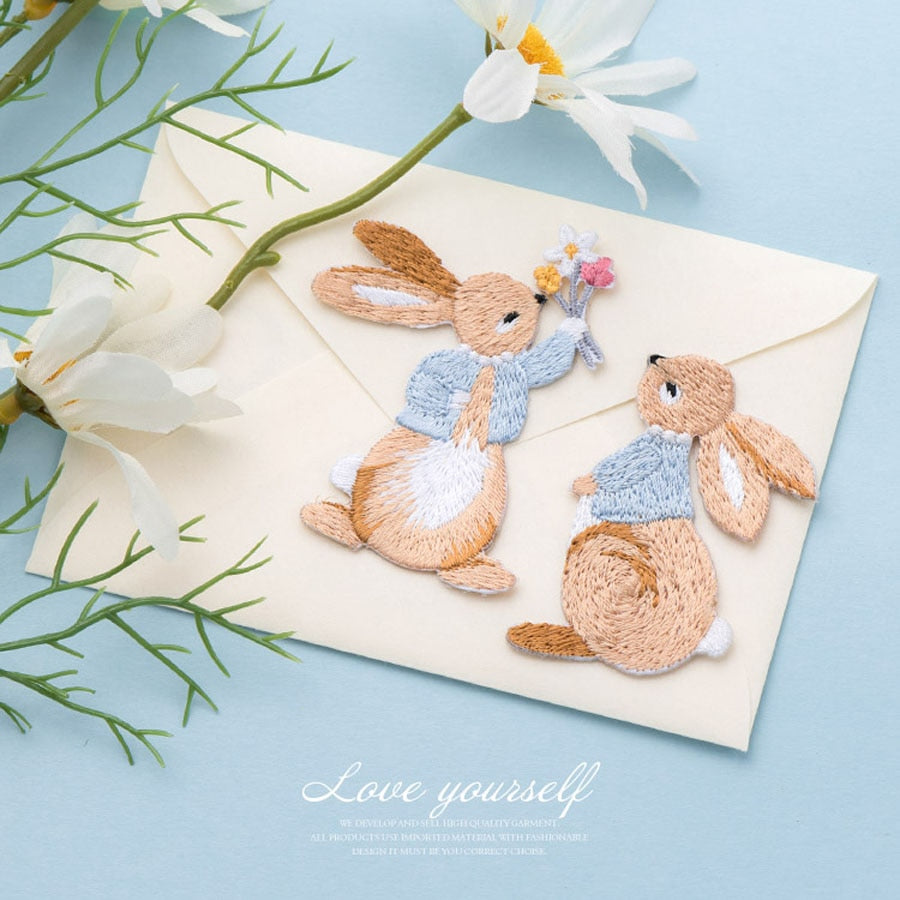 Cute Cartoon Rabbit Embroidered Patches 3 types