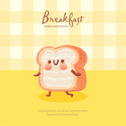 Cartoon Happy Breakfast Embroidery Bread Egg Avocado Patches