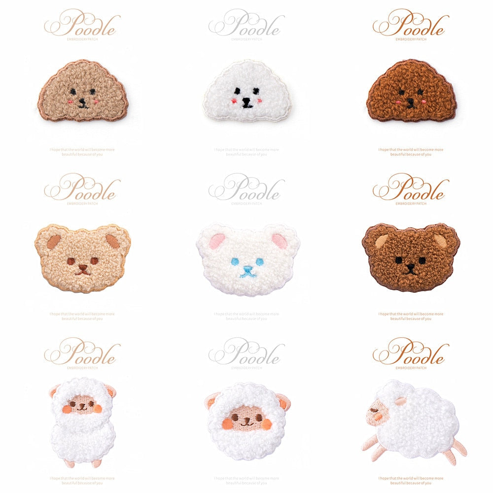 Plush Dog Bear Patch Stick On Patches Badges For Baby Scarf Stickers