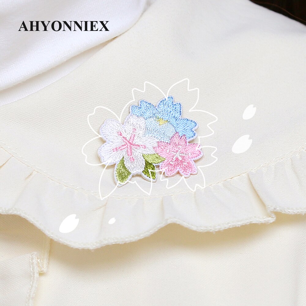 AHYONNIEX 新桜の花の刺繍パッチバッグジーンズ犬猫アイアンでパッチ服小さな DIY パッチ