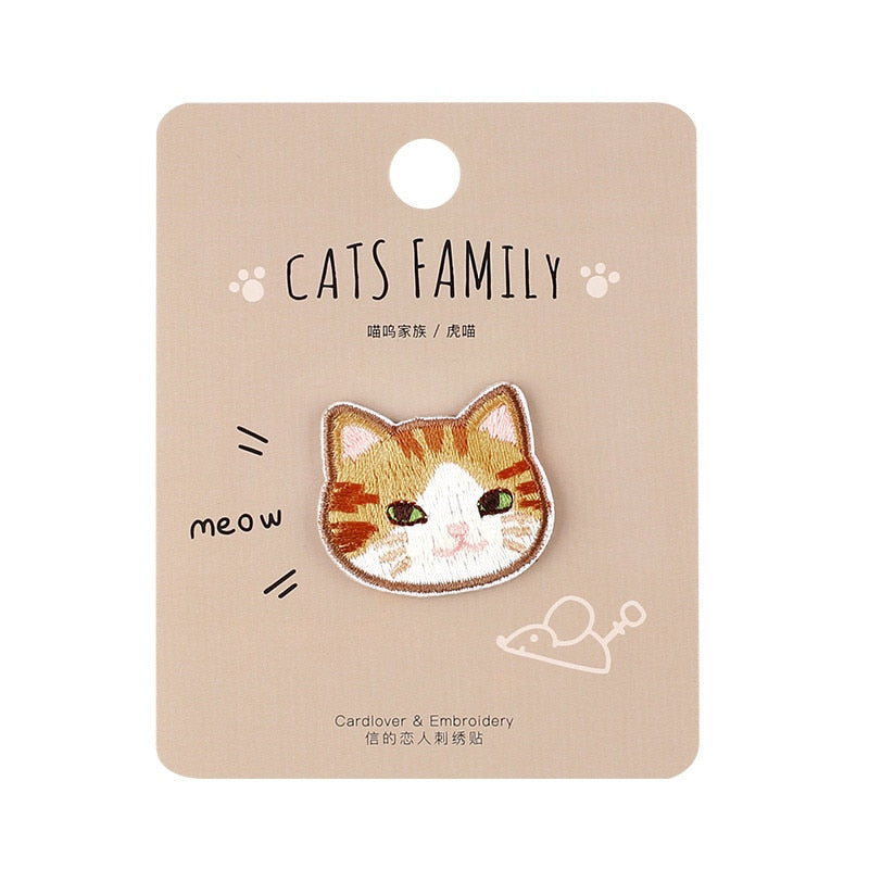 Embroidery Cat Patch Iron on Patches for Clothing Jeans Bags Patchwork Sewing Applique Cute Animal Parches DIY Clothes Stickers
