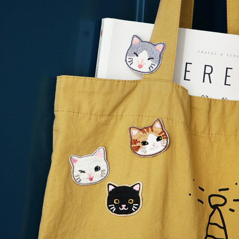 Embroidery Cat Patch Iron on Patches for Clothing Jeans Bags Patchwork Sewing Applique Cute Animal Parches DIY Clothes Stickers