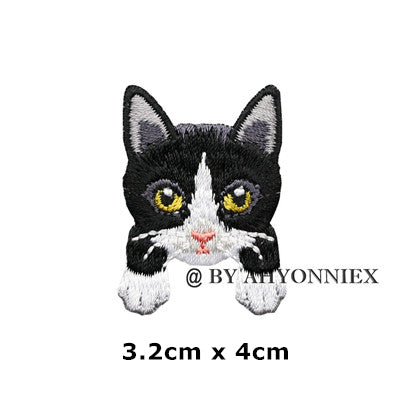 1 Piece Cute White Black Cat Patch