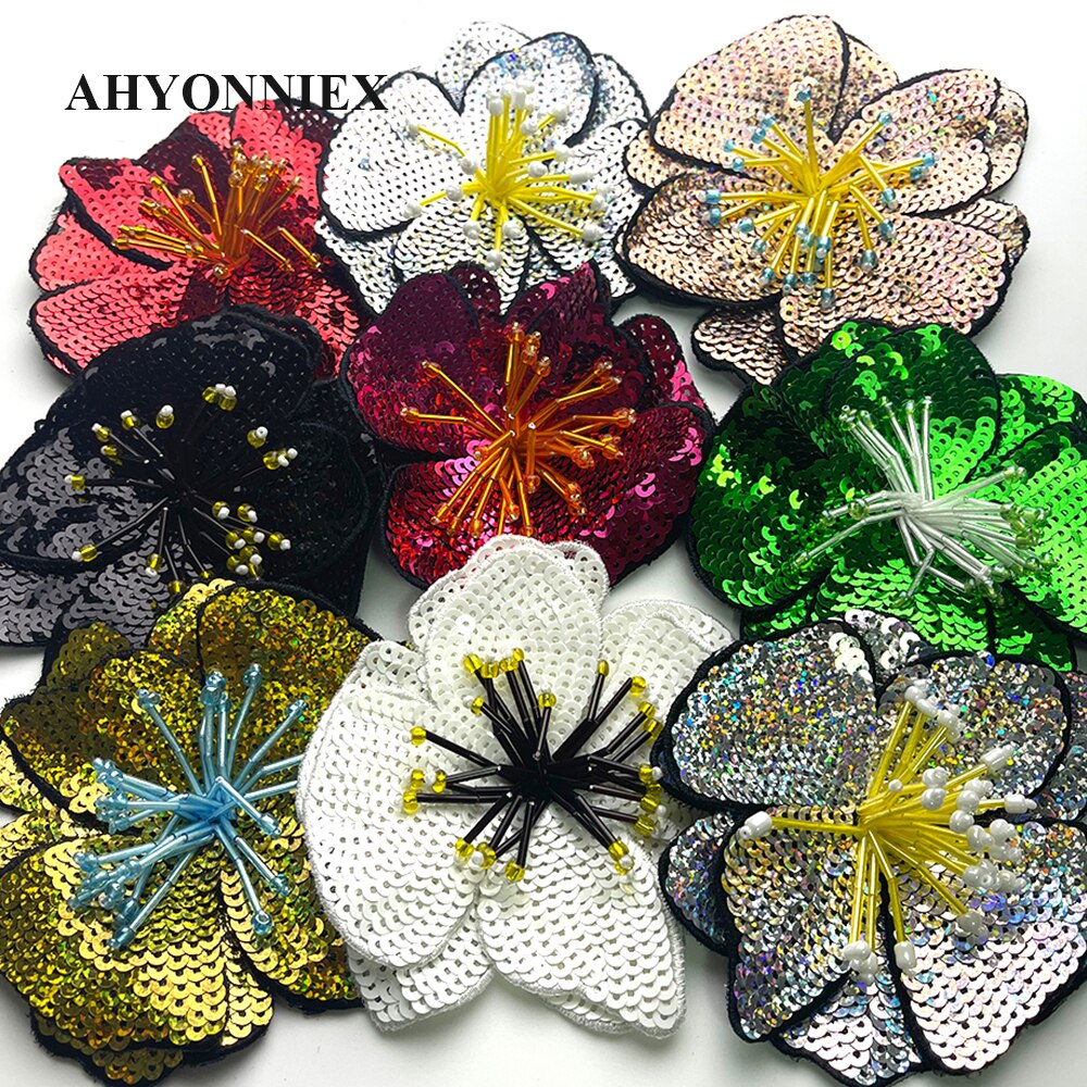 11CM size Double Layers Large Sequins Flowers Patches
